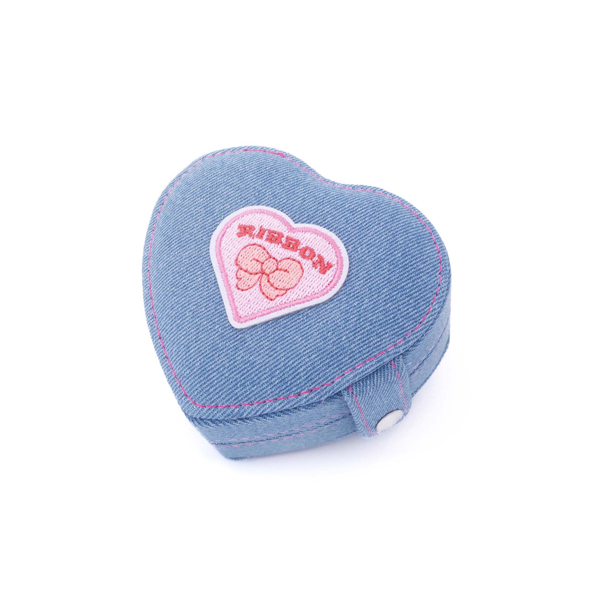 Denim Heart Jewelry Case in unique heart-shaped design