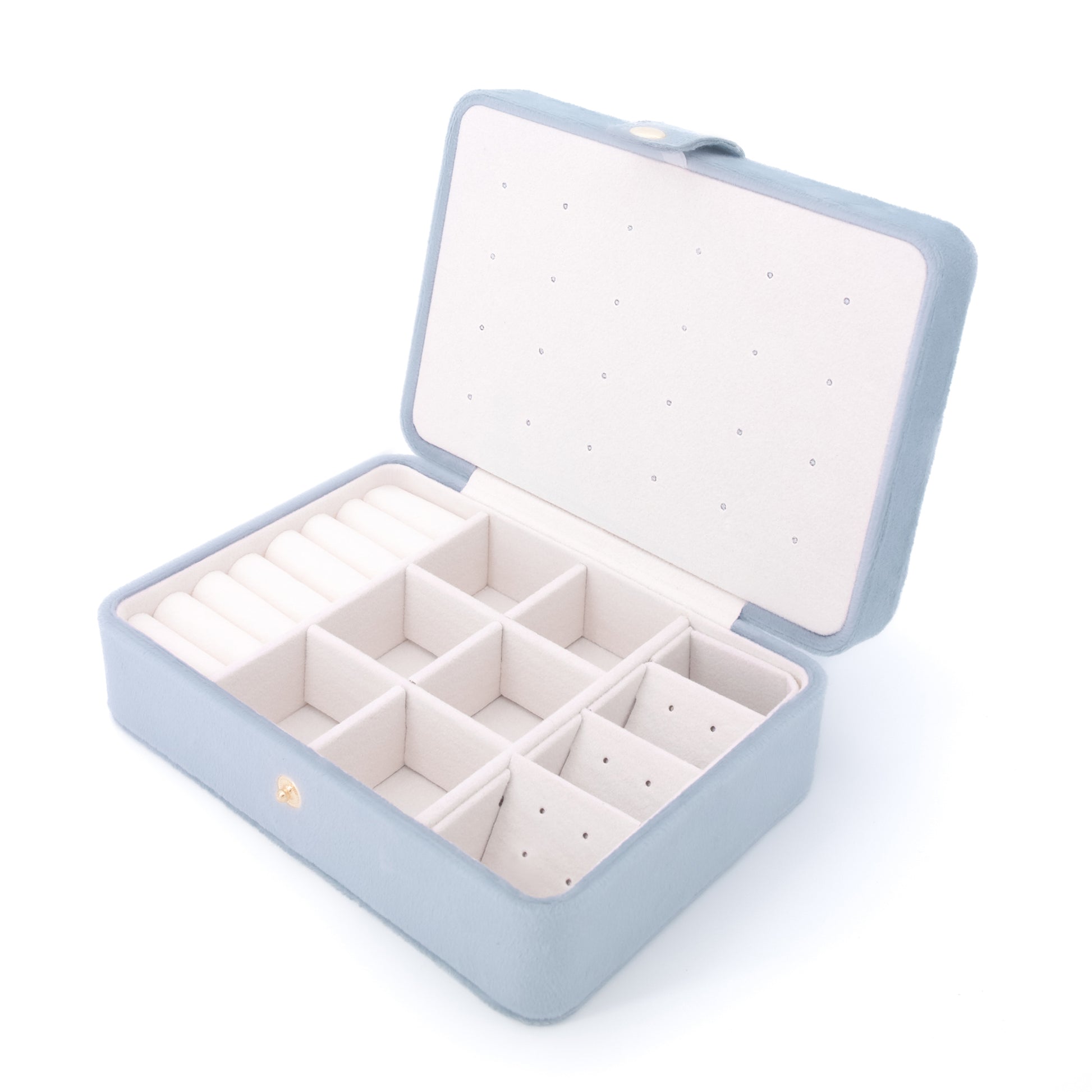 Velura Blue Jewelry Box with big storage and removable dividers