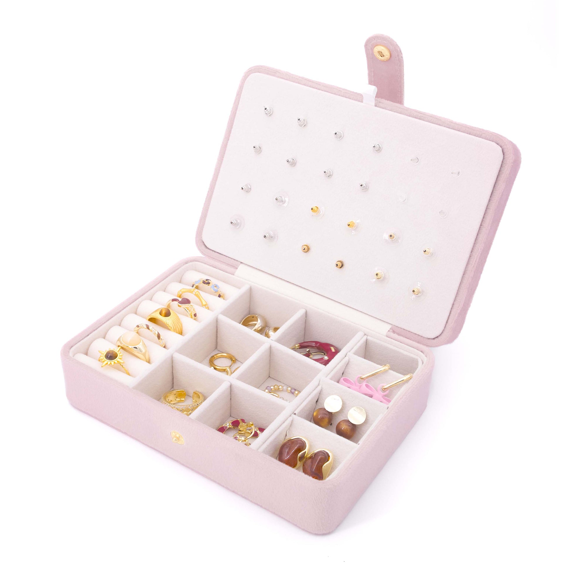 Velura Pink Jewelry Box with big storage and removable dividers