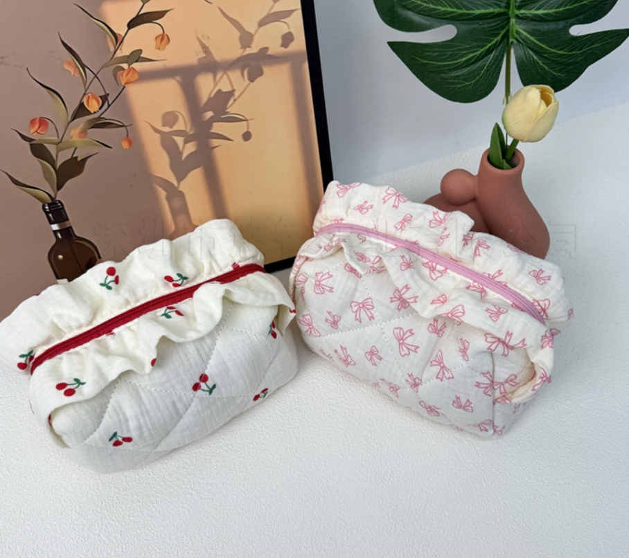 Ruffle Charm Beauty Pouch